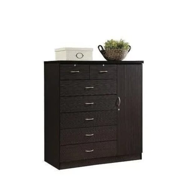 7 Chest Drawer With Shelf — Black Colour