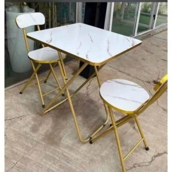 Foldable Chair and Table — 1 Table 2 Chairs White