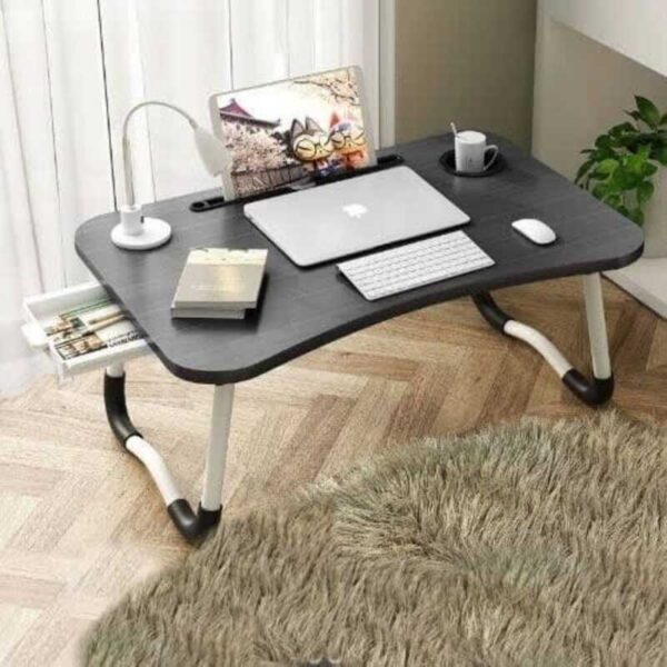 Portable and Foldable Laptop Table With Side Drawer