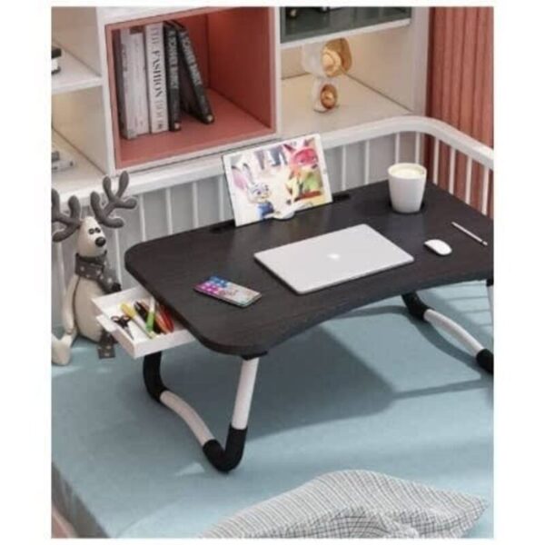 Portable and Foldable Laptop Table With Side Drawer gtrrh