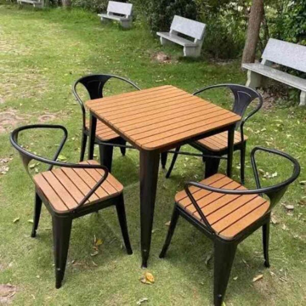 Restaurant and Outdoors Events Iron Dining Table With Four Chairs