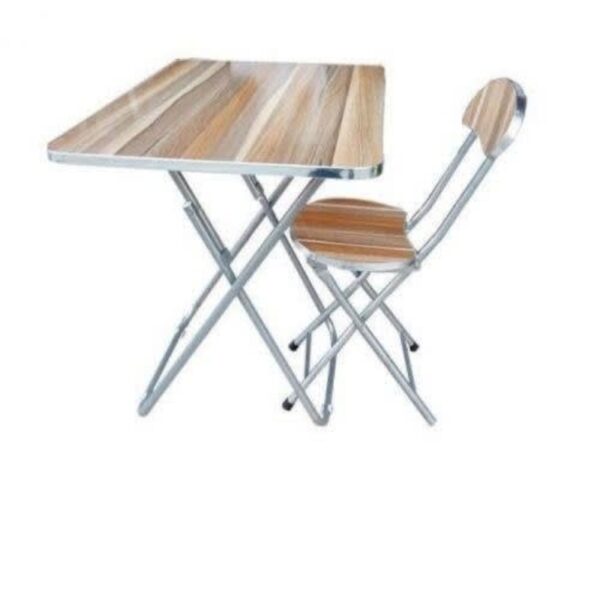 Wooden Adjustable Foldable Table And Chair — Iron Stand