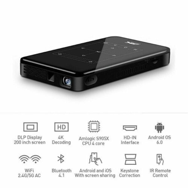 Hd 4k Smart Dlp Mini Projector Android Bluetooth Mobile Video Wifi